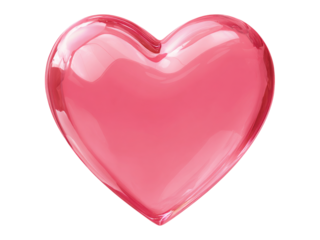 Shiny pink glass heart romantic love symbol, Isolated On Transparent Background, Png