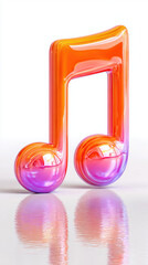 Melody, Bouncy note symbol with reflections, colorful and vibrant design.