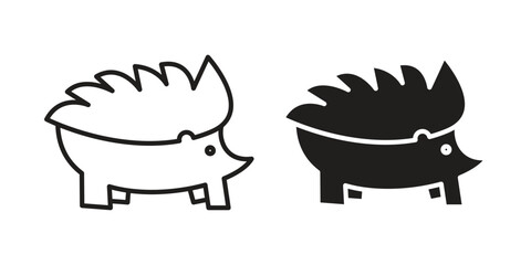 Hedgehog icon. vector flat and line symbols. Vector Graphics.