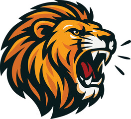 Obraz premium **Description for Adobe Stock (EPS Format, 190 Characters):**Roaring lion AI vector in bold, dynamic strokes—perfect for sports, logos, or mascots. Unleash your creativity with this powerful design.