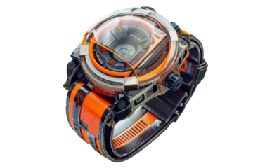 High resolution sci fi watch isolated on transparent backdrop for visuals