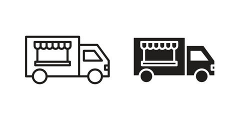 Food truck icon. vector flat and line symbols. Vector Graphics.