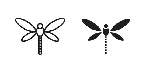 Dragon fly icon. vector flat and line symbols. Vector Graphics.