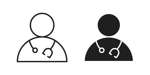 Doctor icon. vector flat and line symbols. Vector Graphics.