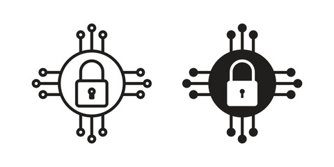 Digital Locked icon. vector flat and line symbols. Vector Graphics.