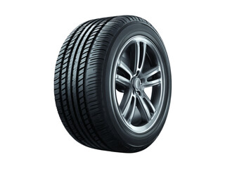 Modern car tire and alloy wheel isolated on black background, Isolated On Transparent Background, Png
