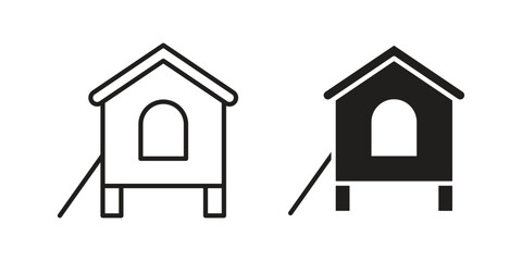 Chicken coop icon. vector flat and line symbols. Vector Graphics. © Annimo