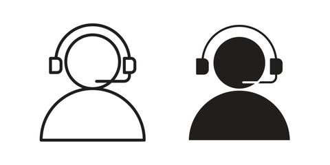 Callcenter icon. vector flat and line symbols. Vector Graphics.