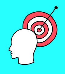 Mind Aiming for the Bullseye of Mental Focus and Achievement. Concept image portraying goal setting and precise cognitive targeting for personal success
