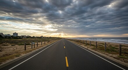Fototapeta premium the road is empty and empty on a cloudy day