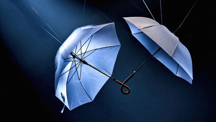 Two Suspended Umbrellas