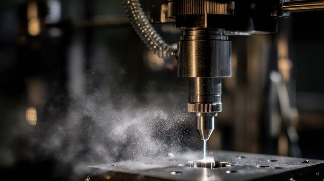 High voltage electrospinning machine generating fine ceramic particle mist during advanced materials research, showcasing precision nanotech manufacturing process