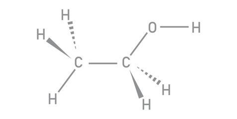 Chemical Structure of Ethanol or Ethyl Alcohol.