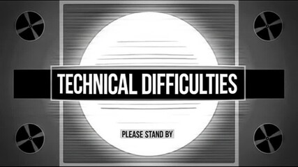 Technical Difficulties: A stark graphic evoking the timeless frustration of technical glitches, delivering a message of interruption and momentary pause.