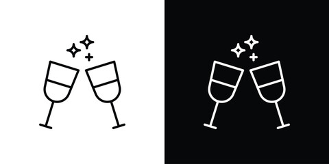 Wine toast icon. Editable stroke. Icon for web.