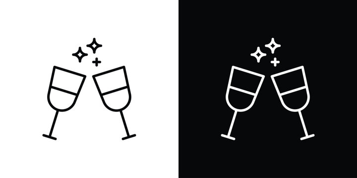 Wine toast icon. Editable stroke. Icon for web.