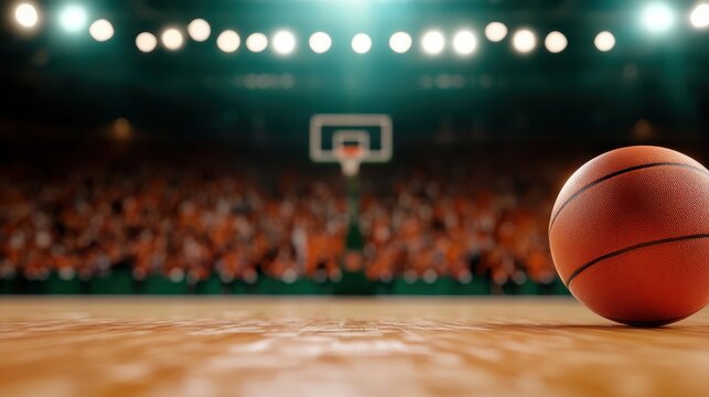 Excitement builds in a packed basketball arena during championship night - Powered by Adobe