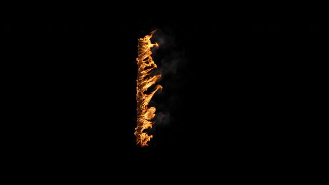 Looping video of a burning tree or telephone pole 003, 4k 24p, with alpha channel for transparent background