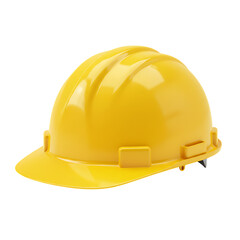 Fototapeta premium Bright yellow construction hard hat safety head protection gear isolated on transparent background