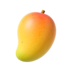 Ripe mango fruit with stem isolated on transparent background