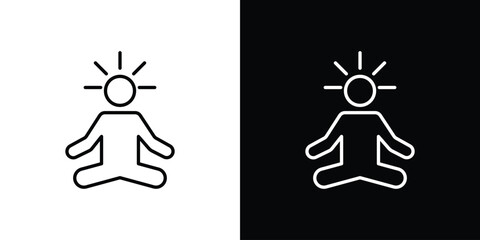 Meditating icon. Editable stroke. Icon for web.