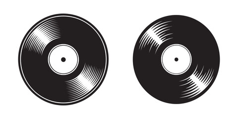 Cartoon doodle style vinyl record design isolated vector illustration for t shirt logo icon sketch style in black and white