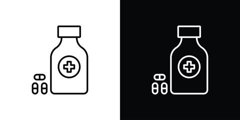 Medicine bottle icon. Editable stroke. Icon for web.