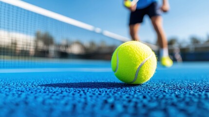 Athlete focuses intently while playing padel on a sunny outdoor court
