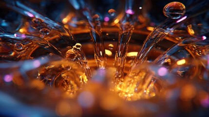 Close up view of evaporative droplets forming and splashing on the interior surfaces of a crystallizer, highlighting the transition from liquid to solid