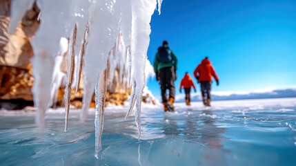 Exploring the icy splendor of lake baikal on a frosty winter day