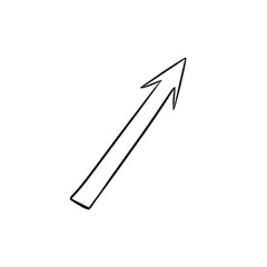 Hand Drawn Upward Diagonal Arrow — Outline Style Sketch Illustration
