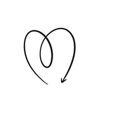 Hand Drawn Loop Arrow with Downward Flow — Abstract Curve Sketch Illustration