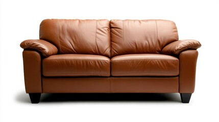 Luxurious leather sofa enhancing modern interior decor with elegance