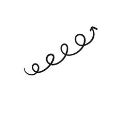 Hand-drawn spiral arrow pointing upward-right