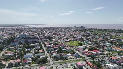 Slow pan of Georgetown, Guyana - 4K 60fps