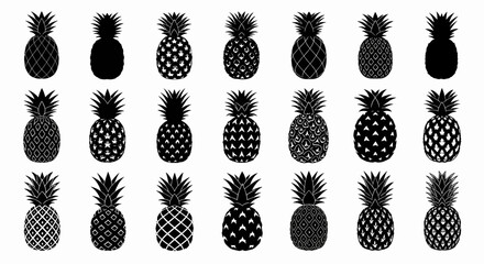 Pineapple Parade Black and White Fruit Patterns for Tropical Freshness and a Unique Decoration