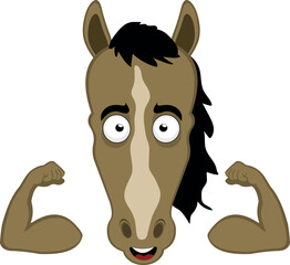 vector illustration character face hose cartoon, showing the biceps of the arms