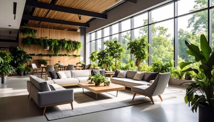 Fototapeta premium Modern open-plan office lounge area