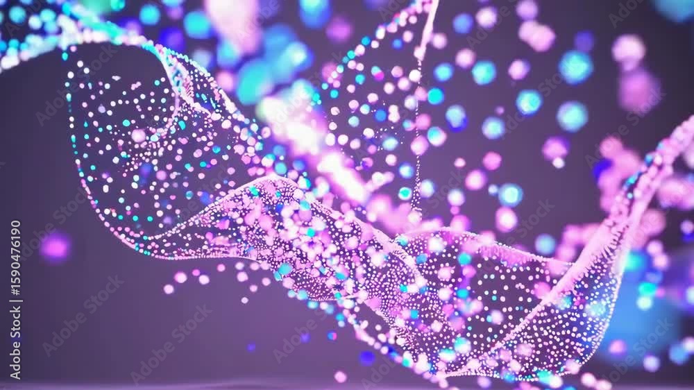 Wall mural dynamic interplay of neon particles and waves in abstract digital animation