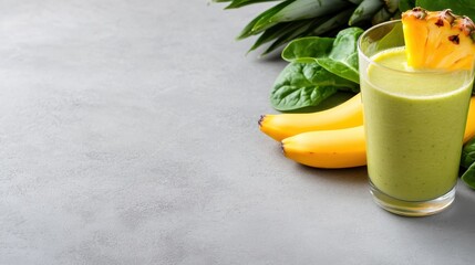 Delicious vegetarian green smoothie with avocado and fruits
