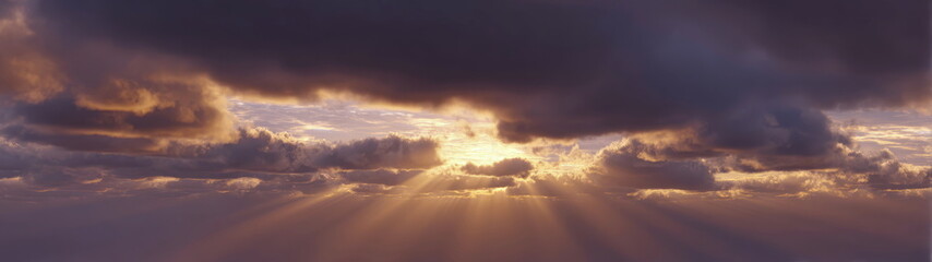 Obraz premium Dramatic cloudscape at sunset nature's beauty 360 degrees hdr panorama serene environment