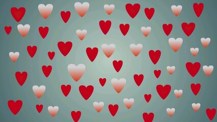 Seamless pattern of red and gradient hearts on a soft background, perfect for Valentine’s Day.