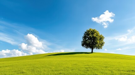 Lonely tree stands gracefully in lush green field of Upper Austria