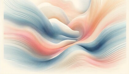 An abstract composition with pastel curves and soft horizontal color streaks forming a modern and relaxing visual background