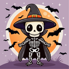 Halloween Skeleton Costume Vector Design