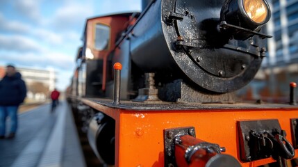 Historic steam locomotive showcases craftsmanship at the station platform