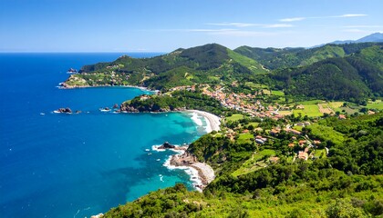 Obraz premium Panoramic coastal view of a Mediterranean village