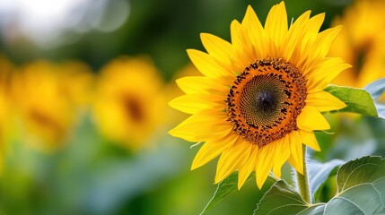 Naklejka premium Captivating sunflower field gracing the summer landscape of Franconia, Germany