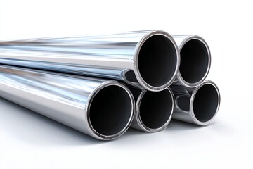 Fototapeta premium Stacked Polished Metal Pipes