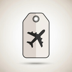 Fototapeta premium Airplane silhouette on a luggage tag representing travel and transportation.